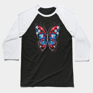 Patriotic Butterfly Baseball T-Shirt